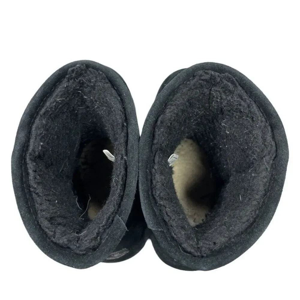 BearPaw Youth Elle Black Cow Suede Wool Blend Short Snow Boot Size 1 WIDE‎